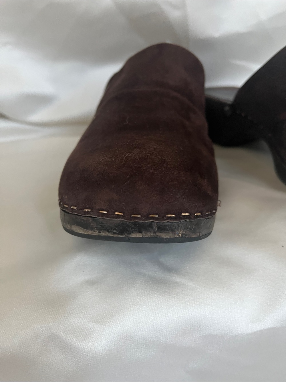 Chanel Brown Suede Clogs Size 38 - Picture 8 of 14